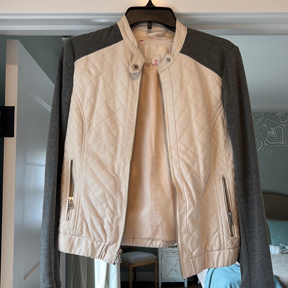 Faux leather bomber jacket